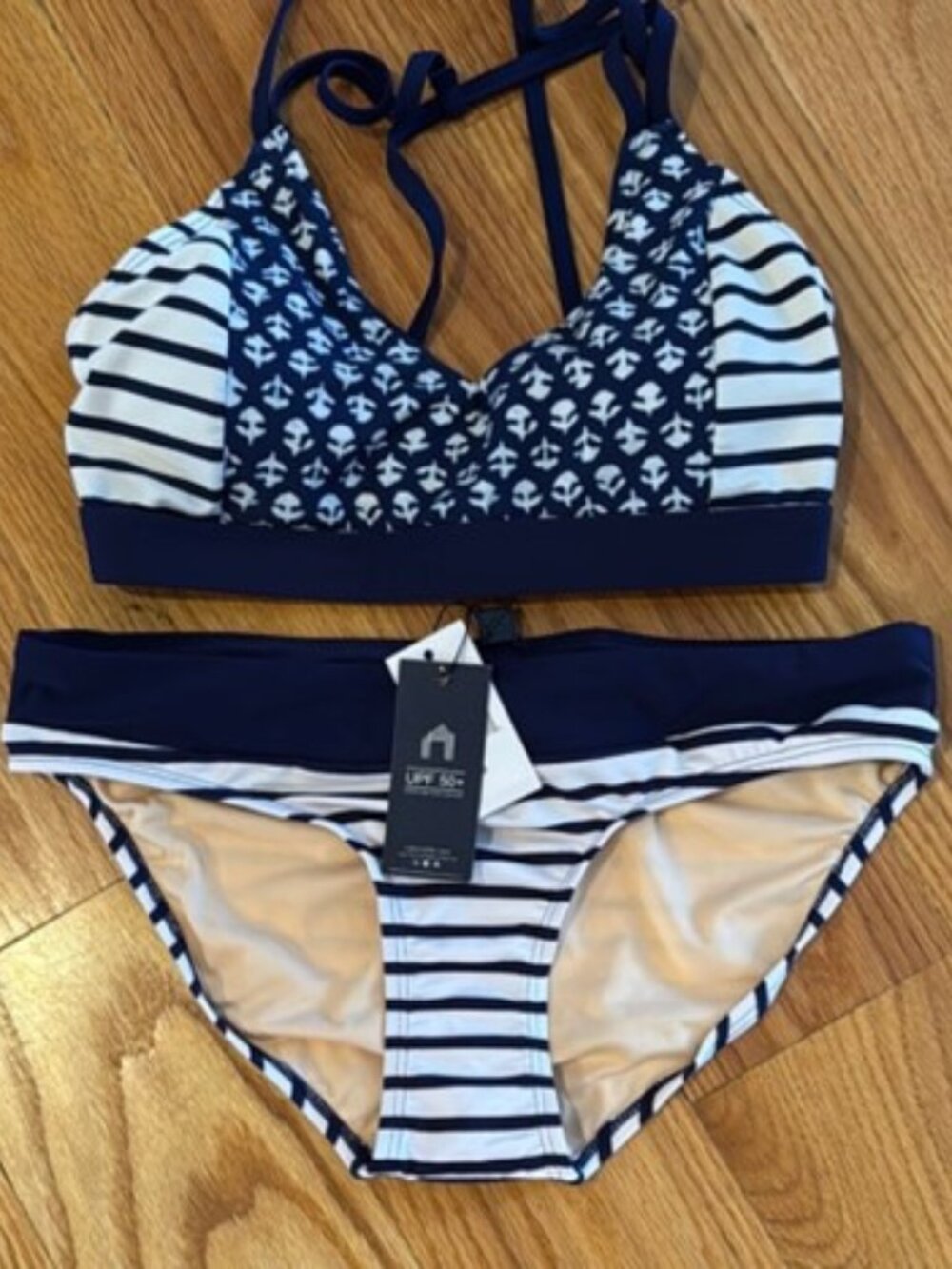 CABANA LIFE Blue Stripe UPF 50+ Bikini - S/M